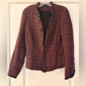 White House Black Market Burgundy Tweed Blazer
